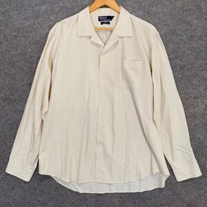 Vintage Polo Ralph Lauren Bonnard Silk Blend Shirt Mens XL Cream Off White 90s